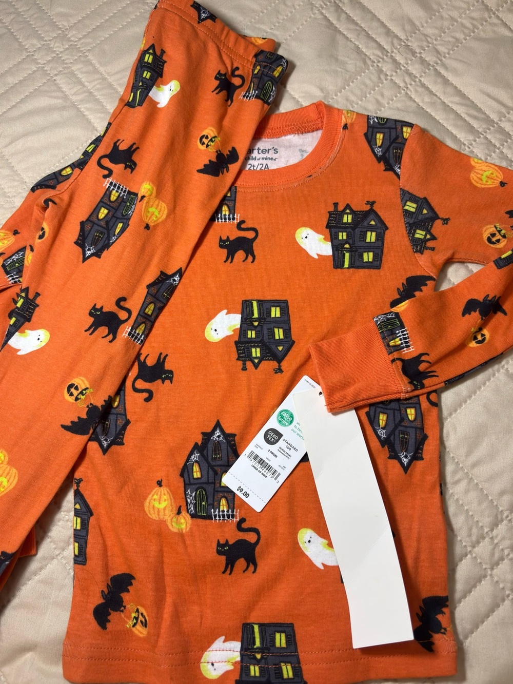 Carter's 2T Halloween Haunted House Pajama Set with Ghosts & Cats